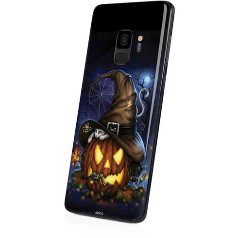 Halloween Cat and Jack O Lantern Pumpkin by Sarah Richter Galaxy S9 Skin